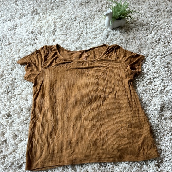 American Eagle soft & sexy rib mustard yellow casual hippie crop top tee… - Picture 5 of 5